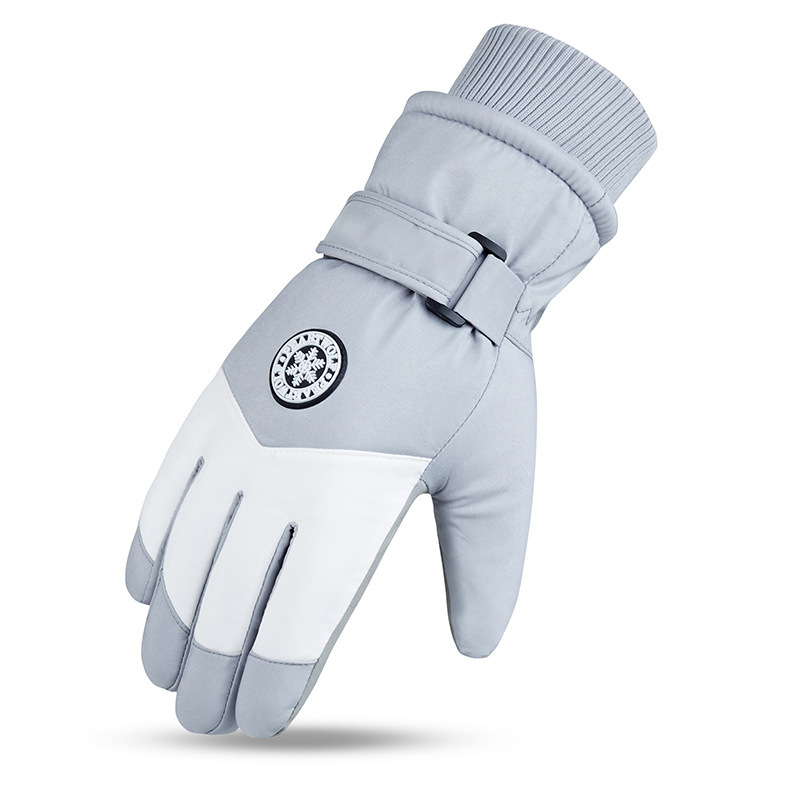 Guantes de esquí de invierno dedo curvo ciclismo hombres y mujeres al aire libre cálido a prueba de viento impermeable pantalla táctil forrado de lana engrosada par guantes