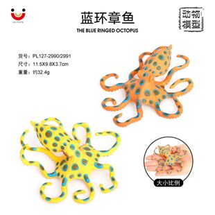 Simulation marine animal model octopus Octopus undersea creature Blue Ring Octopus children's cognitive toy ornaments