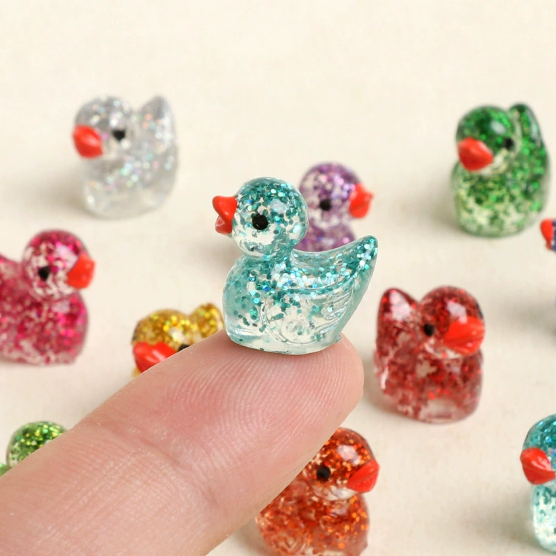 Миниатюрные стерео уточки из смолы с блестками, высокой прозрачностью, для творчества, настольные украшения, брелоки, ювелирные изделия