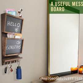 定制邮件收纳架木质双槽置物架带留言板壁挂储物架墙壁实木整理架