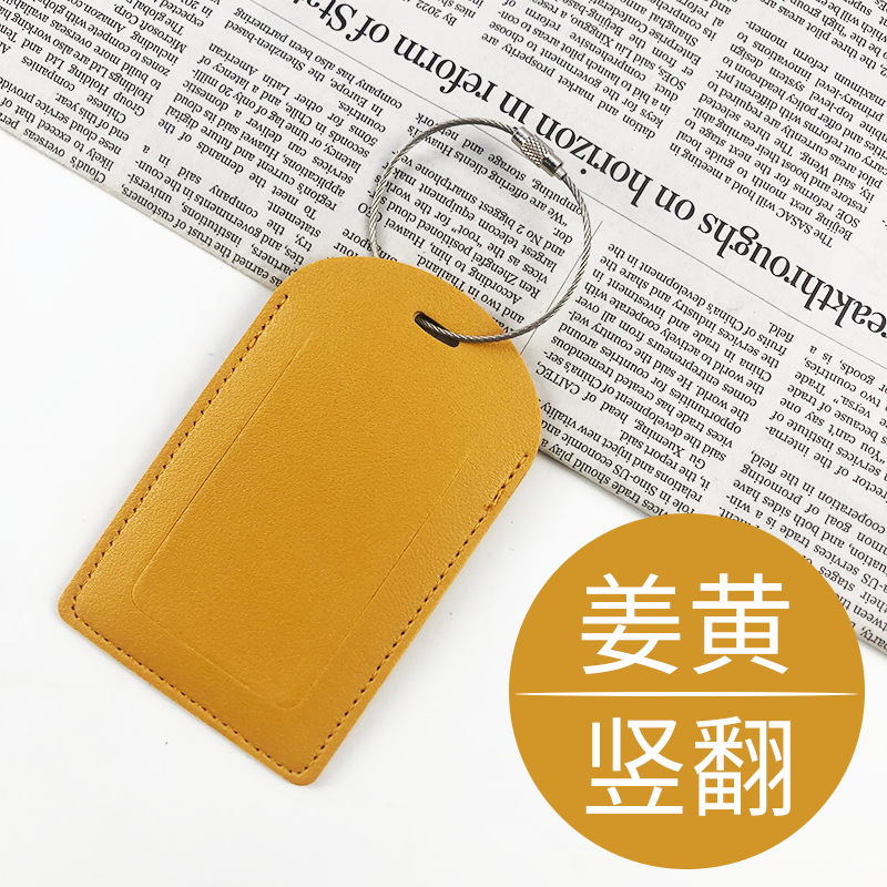 Cross-border pu cuero multicolor se puede configurar en stock cordón de metal tarjeta de identificación de tarjeta de identificación etiqueta de equipaje al por mayor