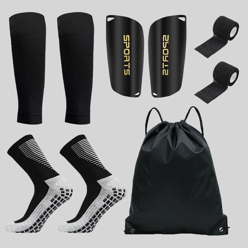 Five-piece football kit, best-selling on Amazon and Mercado Libre: football socks, shin guards, football bag, bandages, and sock covers