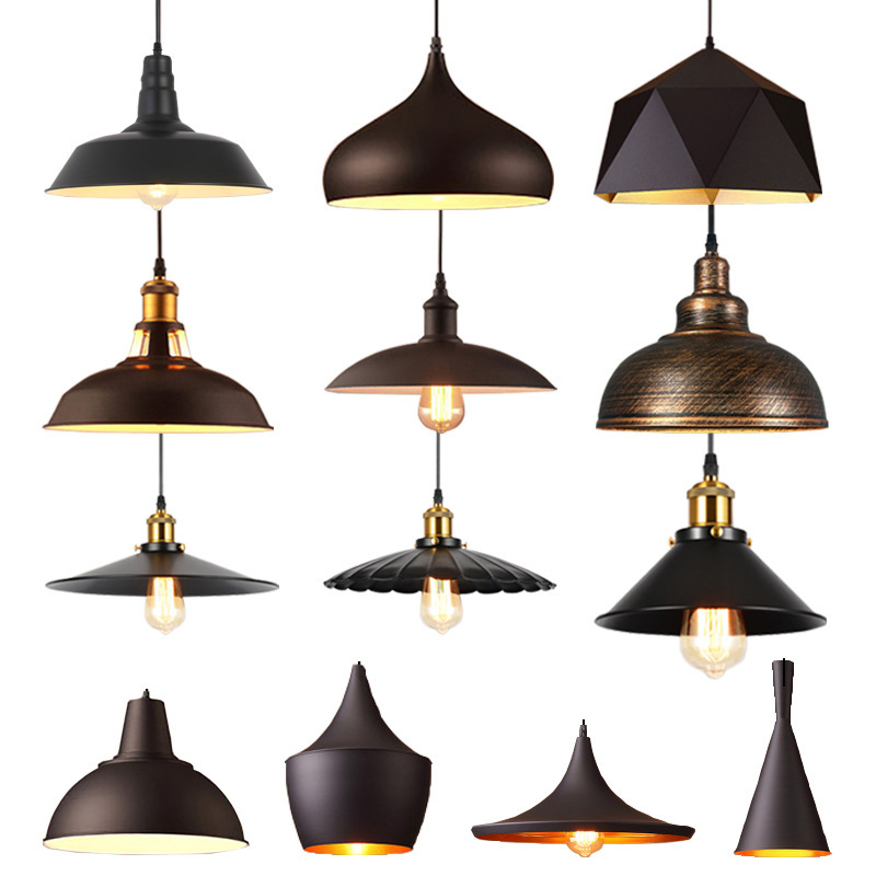 复古个性简约创意吧台餐厅餐饮饭店装饰吊灯美式工业风怀旧灯罩