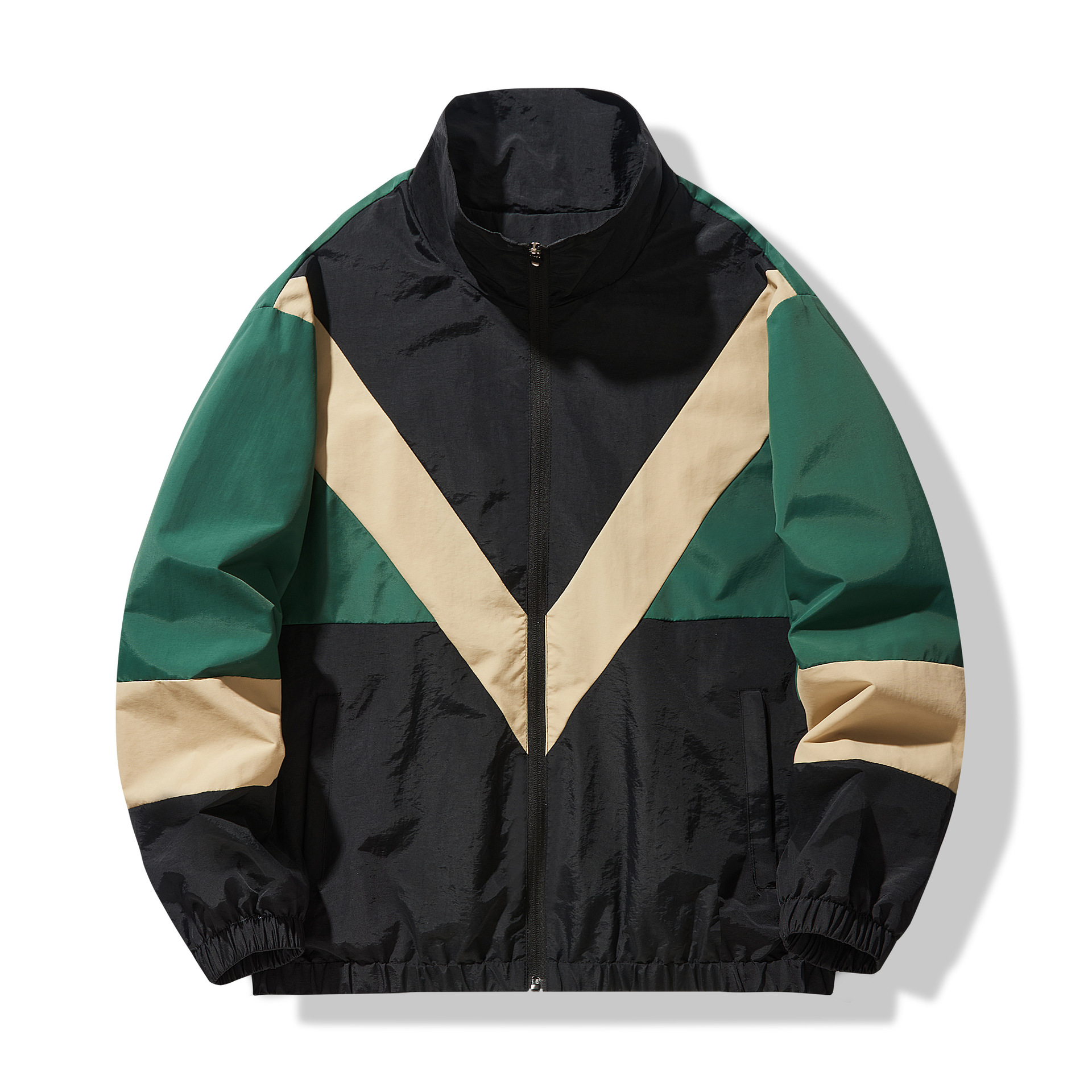 Cross-Border Men's Sports Casual Patchwork Trench Coat Spring and Autumn Thin Trendy Fashion Versatile Men's High-End Loose Jacket