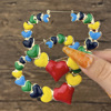 Multicoloured bamboo earrings heart shaped, European style