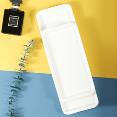 瓷里 簡約北歐陶瓷托盤長方形收納托盤飾品盤創意點心盤陶瓷餐具