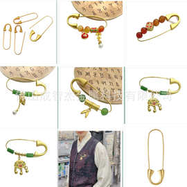 国风原创启福别针 合金铜针新中式外套平安胸针压襟汉服百搭配饰