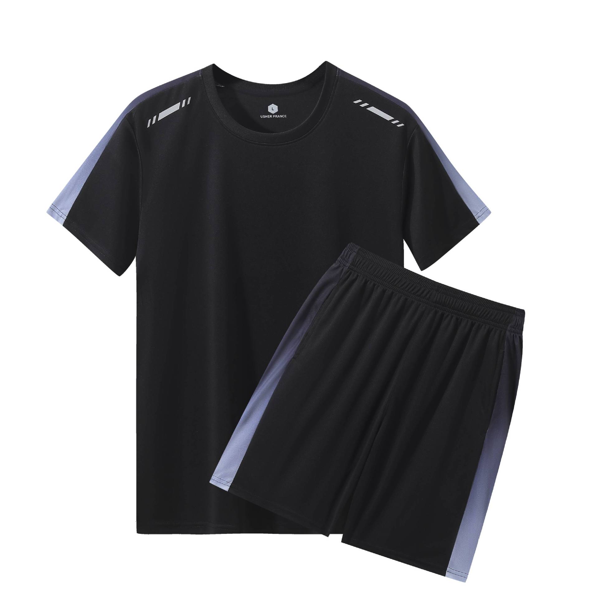 Traje deportivo Camiseta de secado rápido para hombre Camiseta de manga corta para correr ropa de fitness de verano casual de dos piezas al por mayor