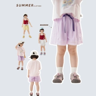 童裤囧小孩2026夏季新款撞色运动女童短裤中小童宽松透气休闲裤子