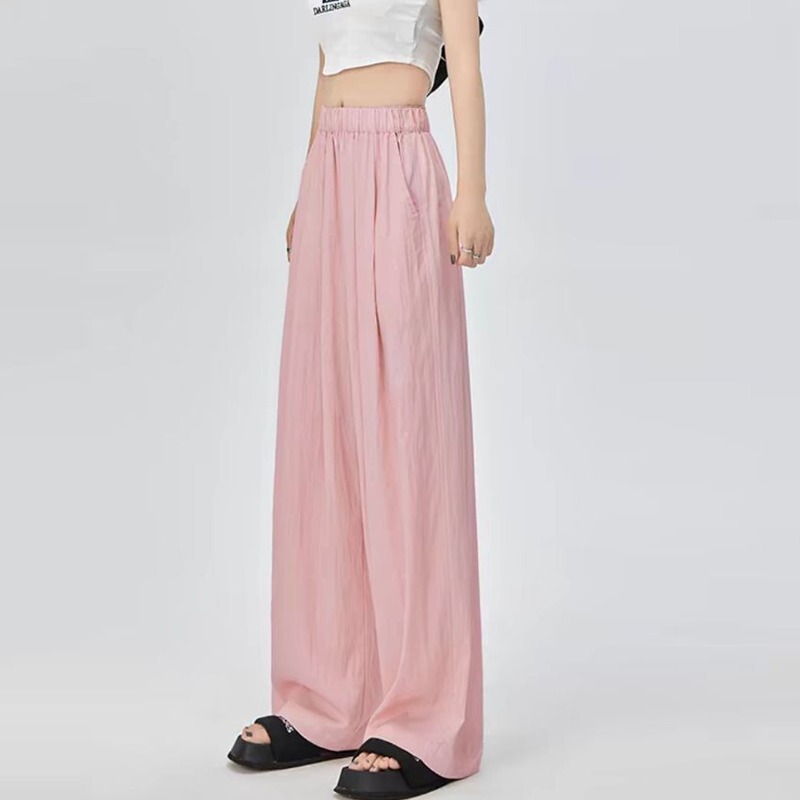 High Waist Summer Thin Yamamoto 2024 Xianri Silk Straight Leg Hanging Ice Cone Pants New Wide Casual Women's Pleated Pants