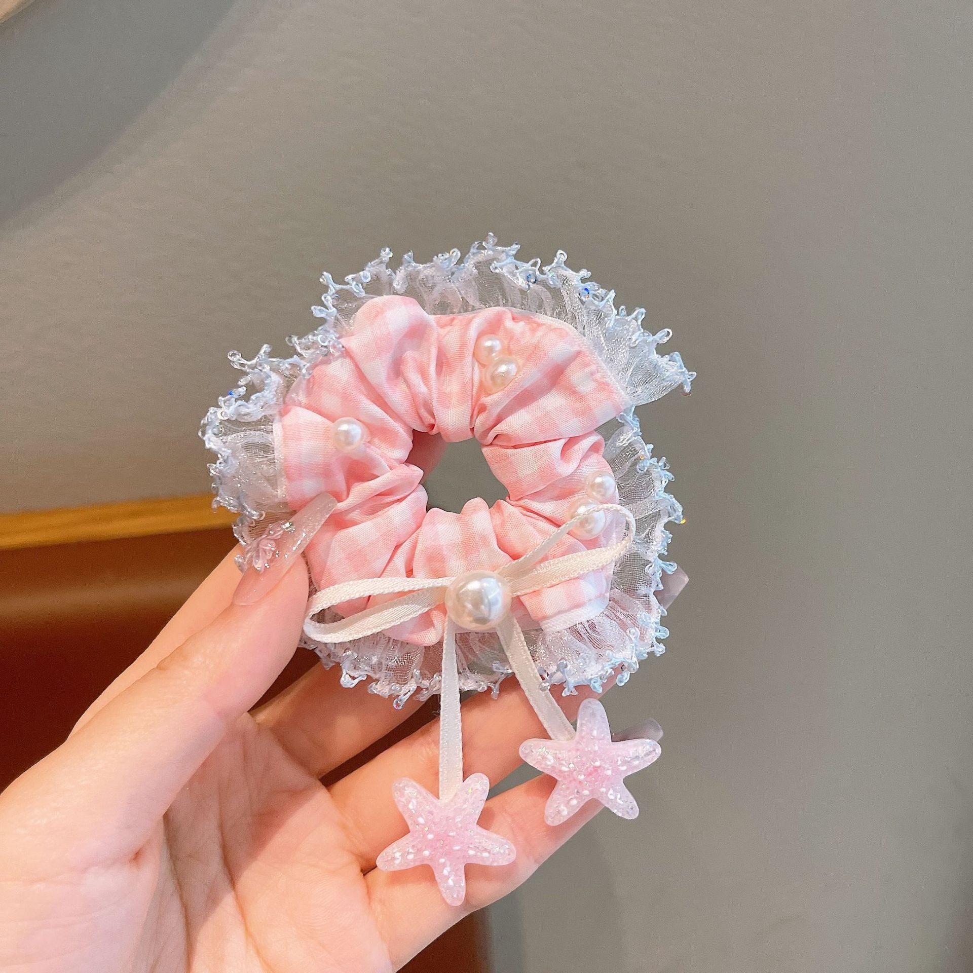 Anillo de cabello coreano de encaje para mujeres accesorios de primavera de flores de cabello de correa de correa de cabello de alta calidad toallas cuadradas accesorios de cabello