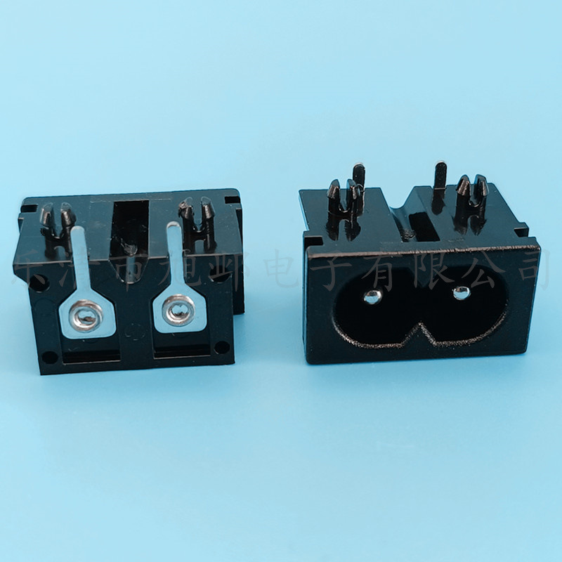AC八字插座 DB-8 黑色 12*22mm 两孔八字尾插座 8字座AC-019