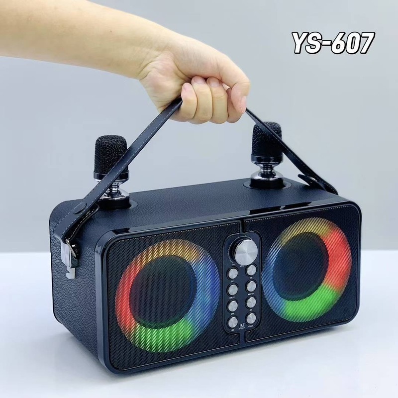 YS-607 新しいマイクポータブル Bluetooth スピーカー屋外 KTV ロックサブウーファーホームデュアルマイクオーディオ|undefined