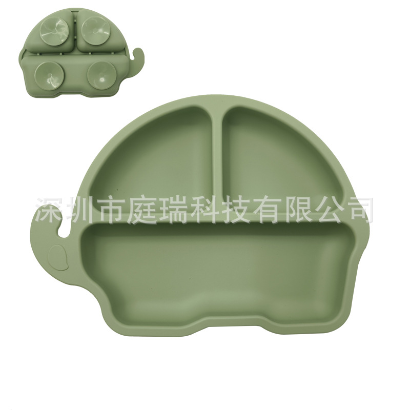 Plato para niños plato de rejilla de silicona cuadrado plato de suplemento de alimentos para bebés integrado tres Placa de rejilla lechón resistente a la caída de calidad alimentaria