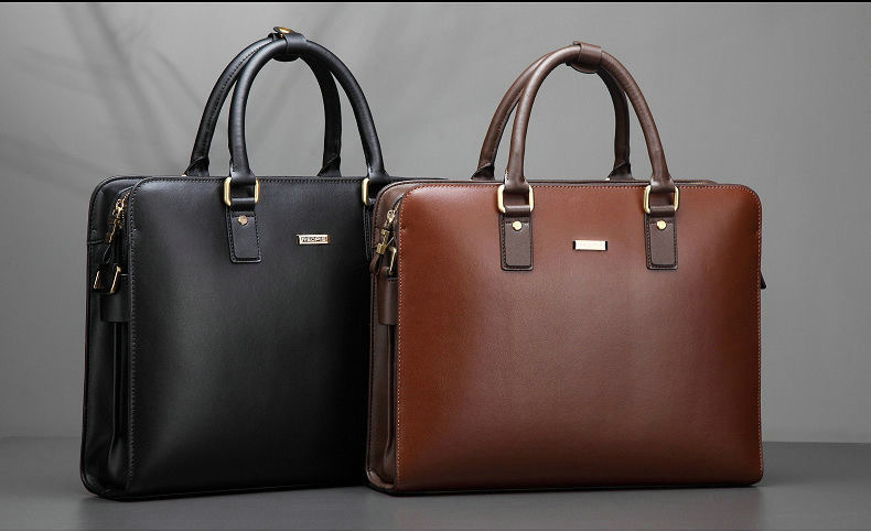 Functional Real Cowhide Men's Bag Briefcase