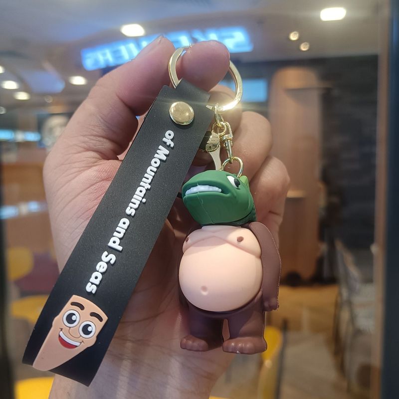クリエイティブ漫画山と海の経典キーホルダーかわいい木の棒人間サメ海洋生物キーホルダーバッグペンダント卸売|undefined
