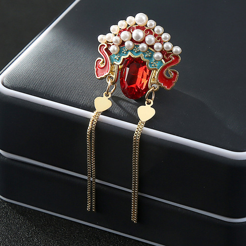 Chinese style Peking opera tiara, female and male roles for couples, retro rubber brooch, lapel pin badge