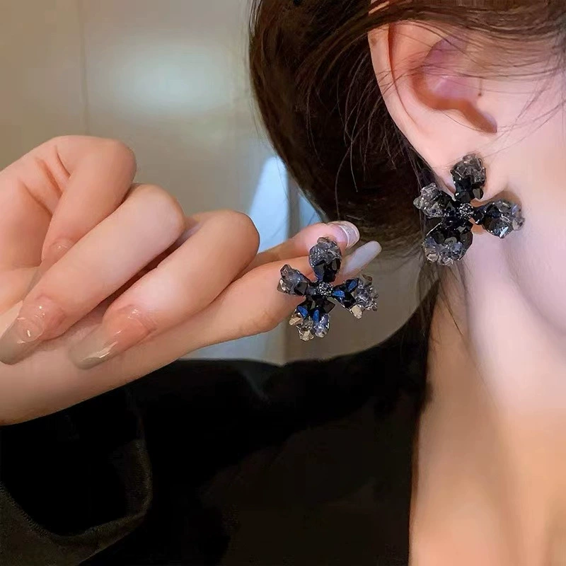 Черные сексуальные серьги, цветочные
