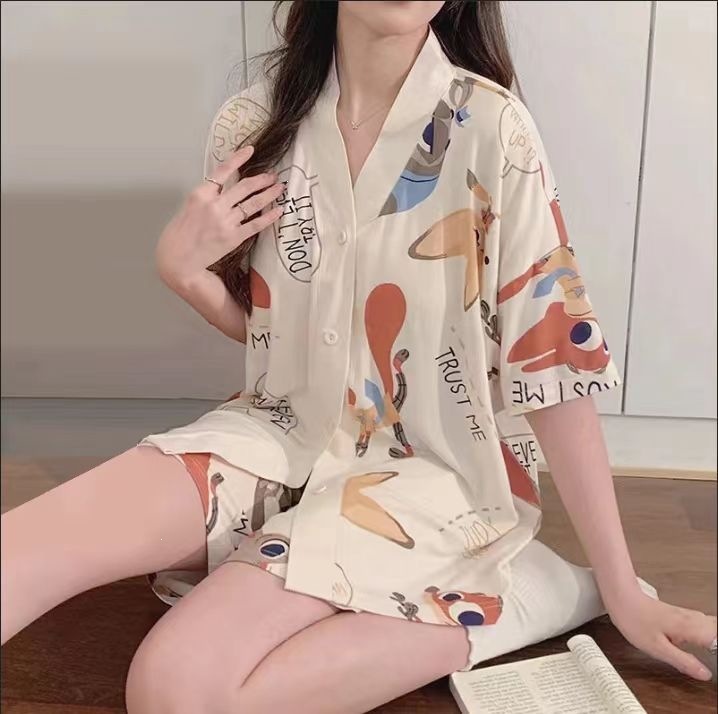 Pijama de mujer 2026 nueva linda caricatura damas de alto nivel sensación excelente cardigan damas set de ropa de casa de verano image 28