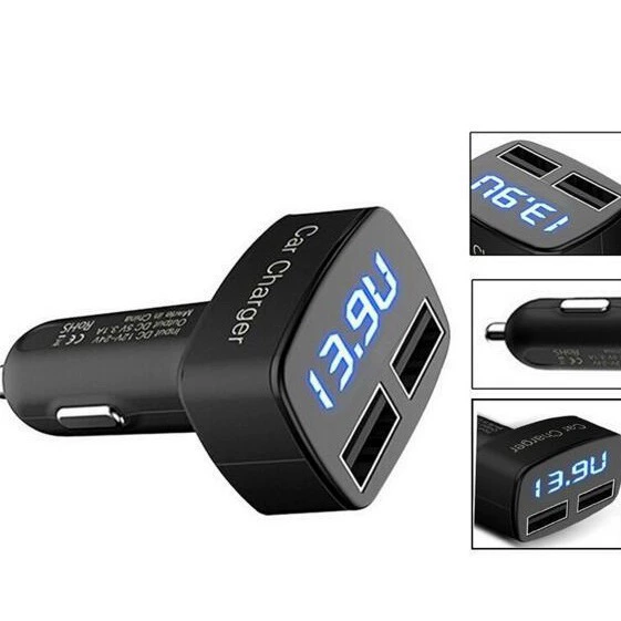 Популярное автомобильное зарядное устройство дисплей обнаружения напряжения тока температура 3,1 А фут ток двойной USB один к двум
