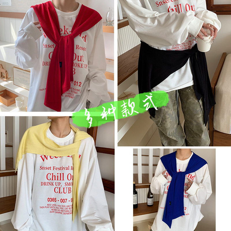 Sopa de punto de alta sensación coreana de primavera y otoño para proteger el cuello puede hacer bufandas con camisa con un pequeño hombro