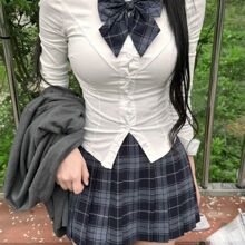 原创夜之夏 正版jk制服女整套束腰衬衫格裙百搭爆款辣妹