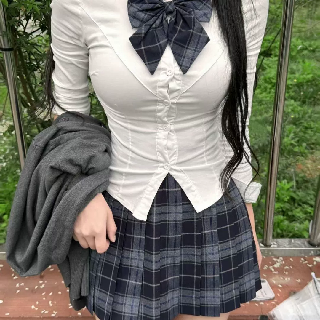 Оригинальный ночной летний подлинный jk униформа женская целая юбка-рубашка с поясом