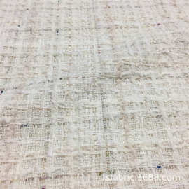 新款 粗纺 小香风外套布料 男女装大衣面料 白色 金丝编织好品质