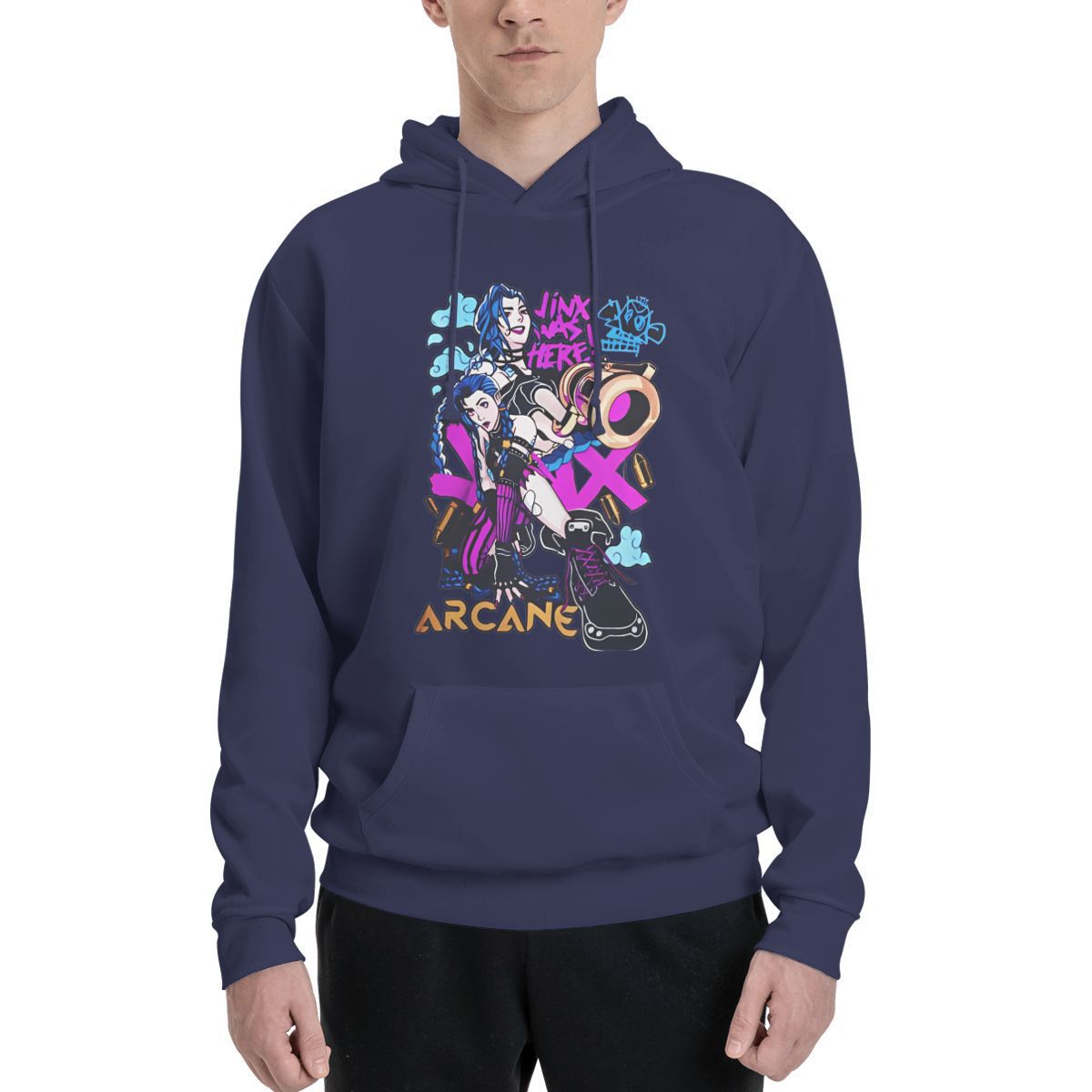 Jinx Loose Hoodies Male Arcane Set Fashion Pullover Hoodie