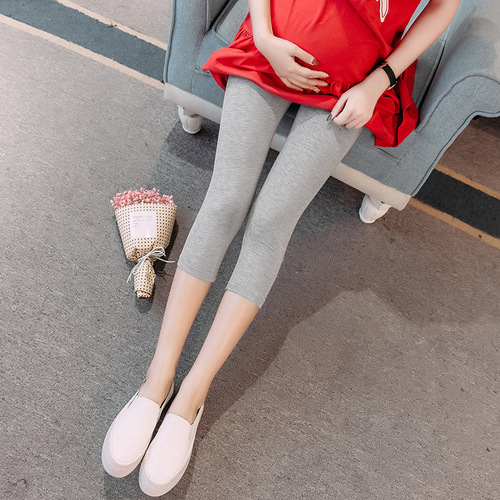 Maternity leggings summer top seven-quarter pants, internet celebrity solid color ankle pants, summer pregnancy middle period seven-quarter pants for women