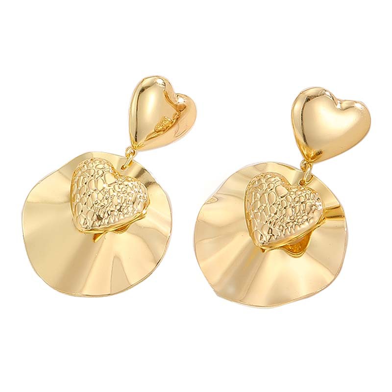 Pendientes exagerados transfronterizos en Europa y los Estados Unidos pendientes de alta sensación pendientes de moda estilo metálico, pendientes dorados y brillantes, conjuntos de joyas INS
