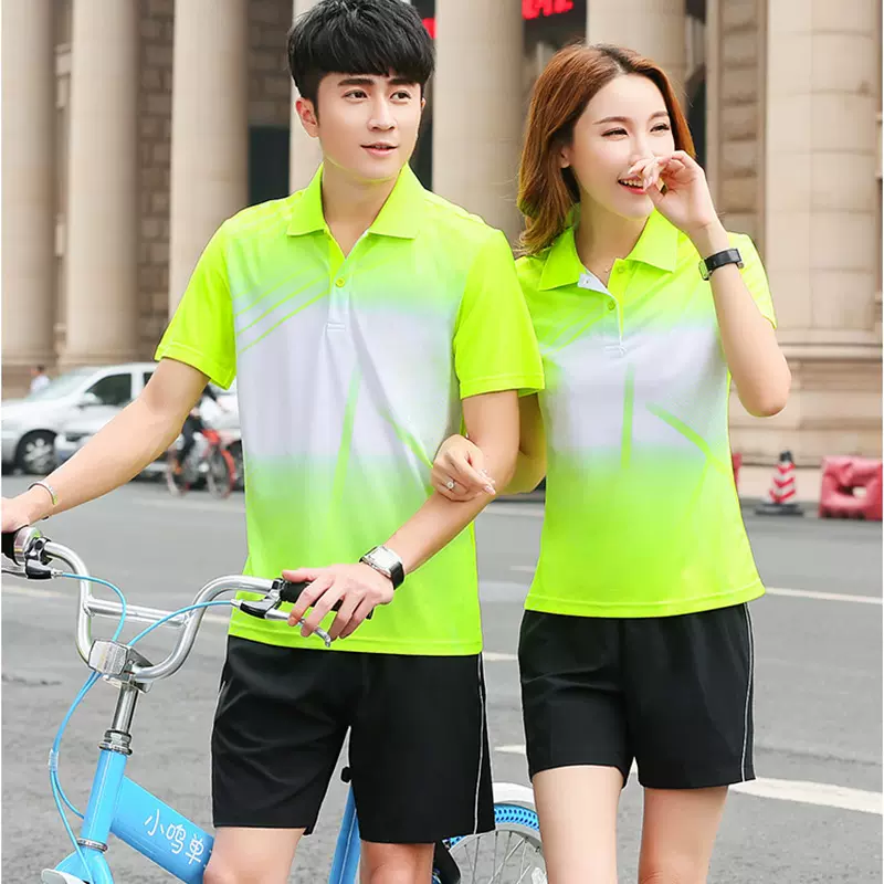 短袖运动服套装女2023情侣休闲羽毛球男女跑步锻炼服装夏季