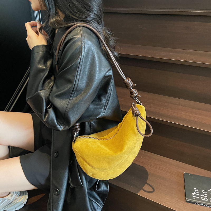 磨砂复古包包女大容量2025新款秋冬小众设计单肩斜挎包通勤饺子包|undefined