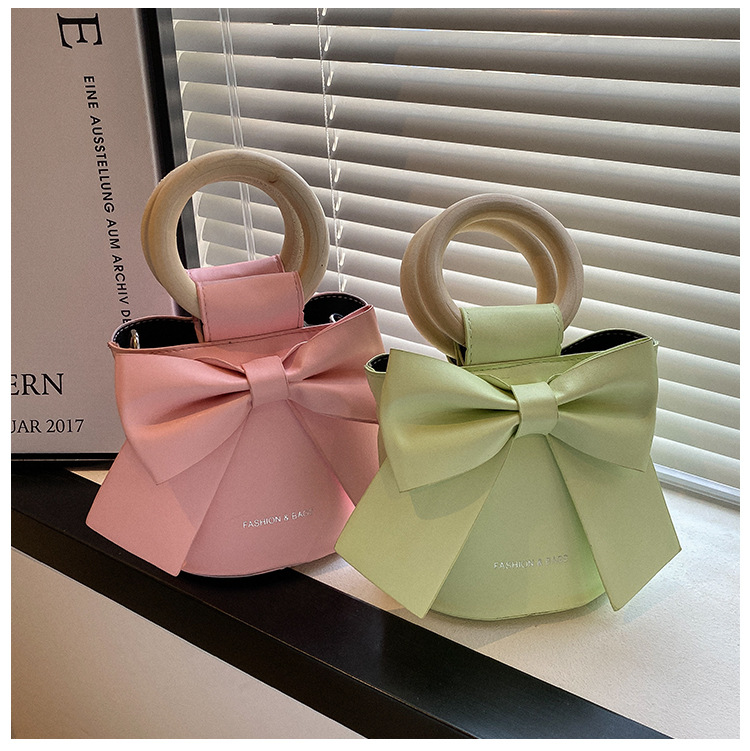 455g Weight Synthetic Leather Lining Material Sewing Thread Fashion Element Magnetic Buckle Closure Type Single Shoulder Strap, Double Handle Strap Type Bucket Bag Bags Type Casual Occasion Pu Leather Material Bow Knot Pattern All Seasons Season Women's Gender Elegant Style Bucket Shape Small Size Women's Small Pu Leather Bow Knot Elegant Sewing Thread Bucket Magnetic Buckle Bucket Bag 7