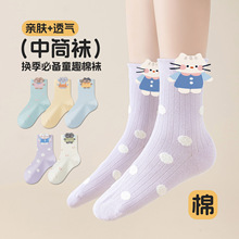 儿童袜子春秋季无骨抗菌抗起球袜子萌咪小宠卡通小狗棉袜女童袜子