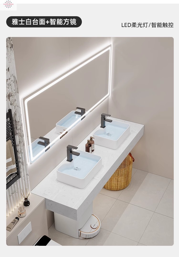 Modern marble countertop double basin hotel public bathroom bathroom cabinet combination bathroom washbasin simple undefined