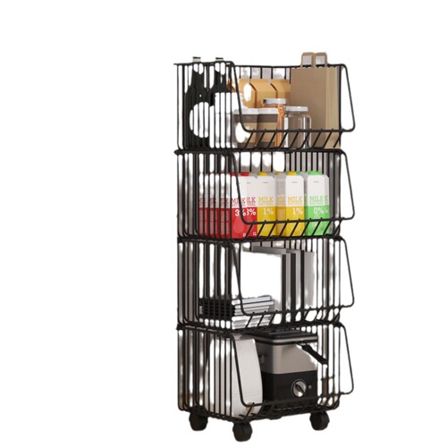 Kitchen shelf moving cart living room toy storage rack multi-layer standing fruit and vegetable basket household wholesale