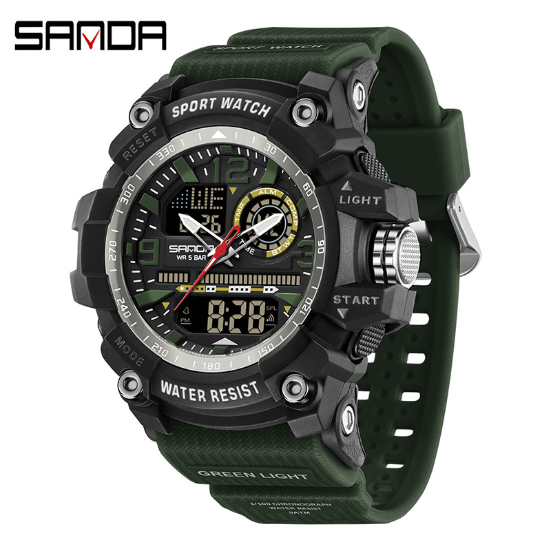 Reloj electrónico Sanda Reloj deportivo multifuncional de moda juvenil SANDA Reloj despertador impermeable Reloj para estudiantes 3367