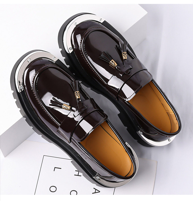 Giày lười nam da PU cổ thấp mũi vuông, giày da nam phong cách casual, form rộng — màu nâu, đen chi tiết 17