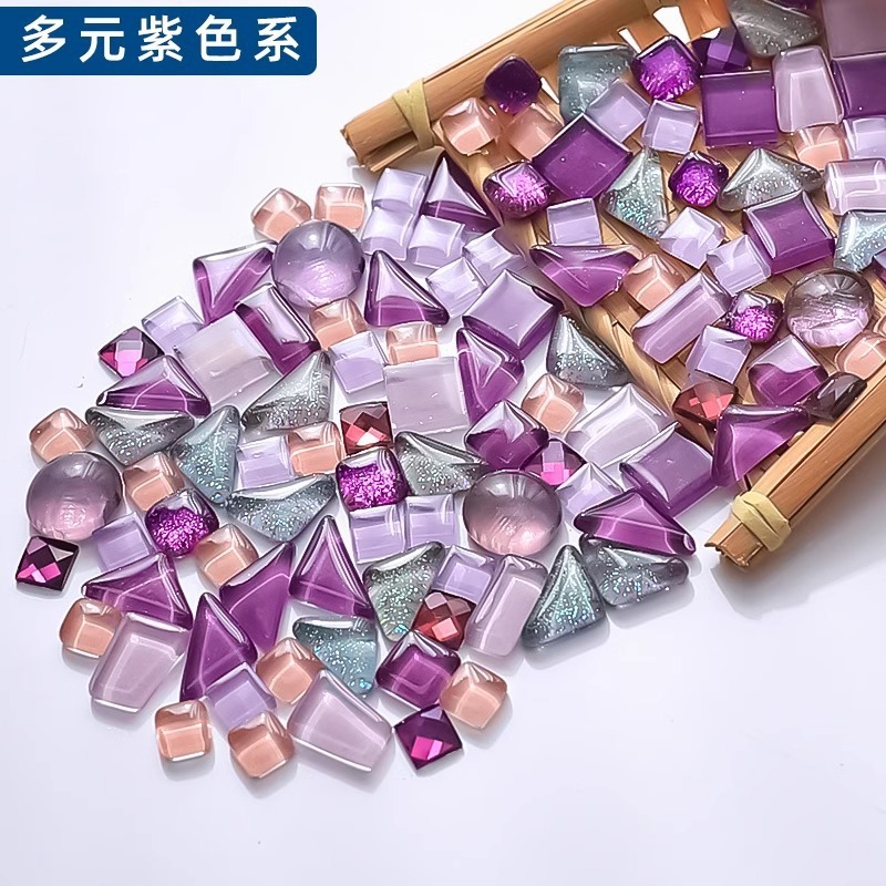 200克diy多元闪粉马赛克集合水晶自由石玻璃儿童手工材料颗粒|undefined