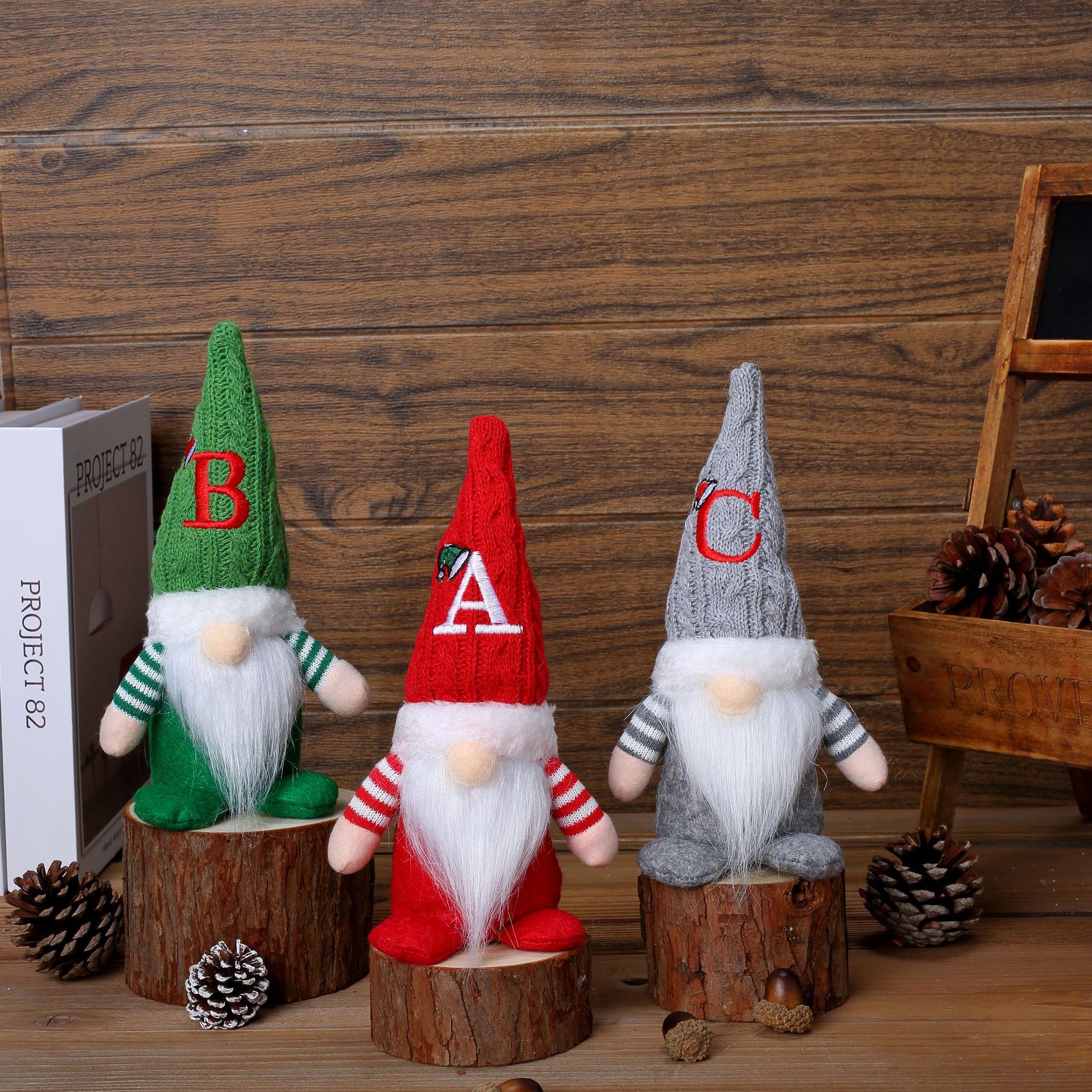 Transfronterizo Amazon venta caliente muñeca de decoración de Navidad sombrero de punto de Navidad letras gnomo adorno Rudolph anciano