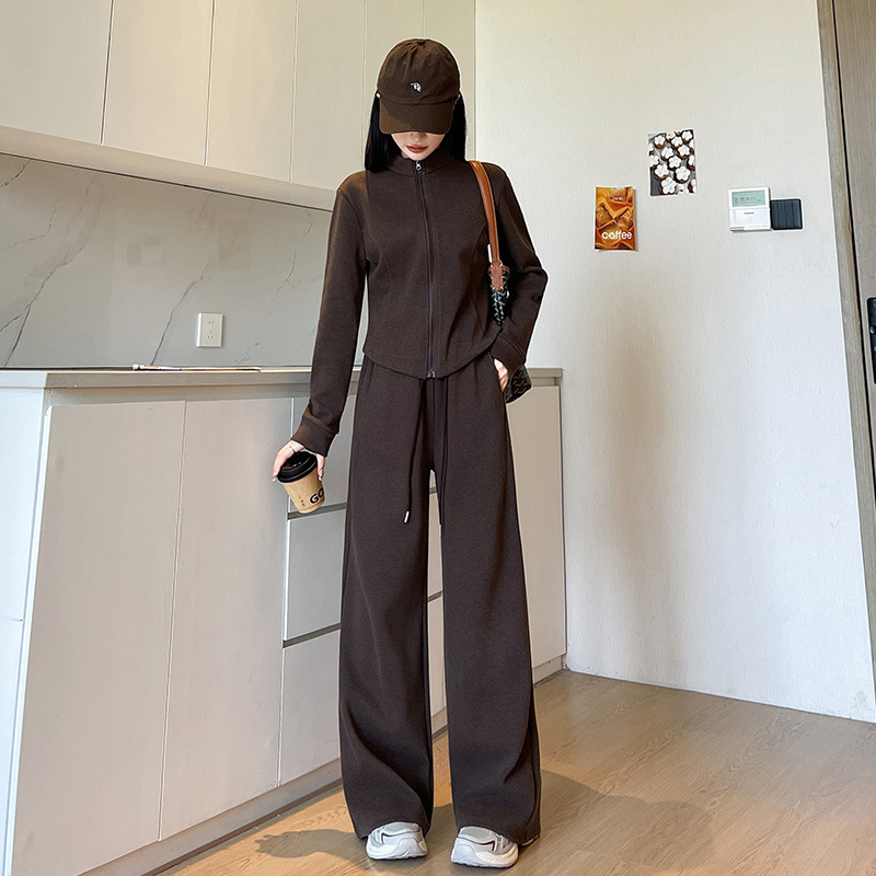 灰色运动套装女秋季2025新款羊绒卫衣外套休闲裤子两件套慵懒风|undefined