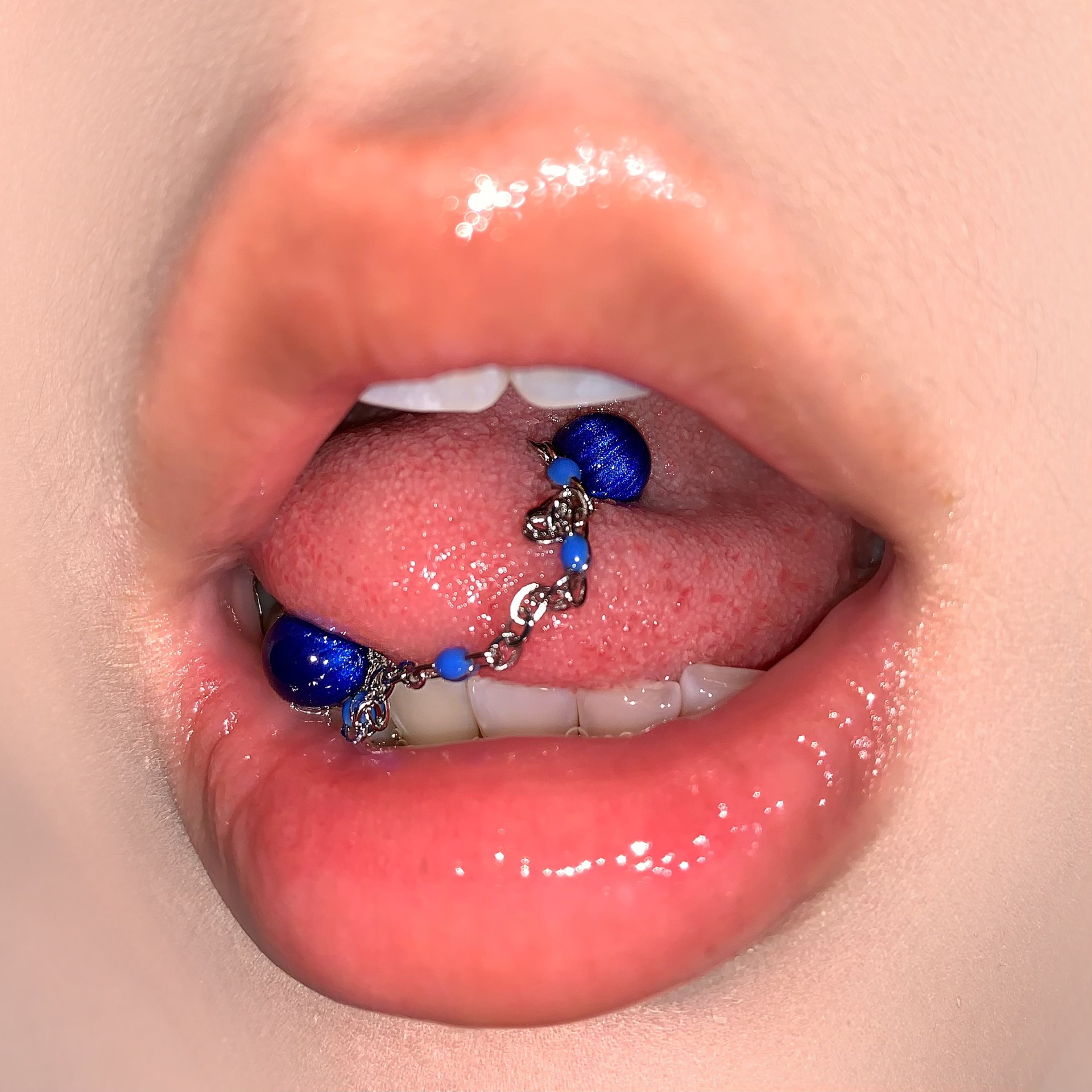 Labret stud lip piercing jewelry styling detail
