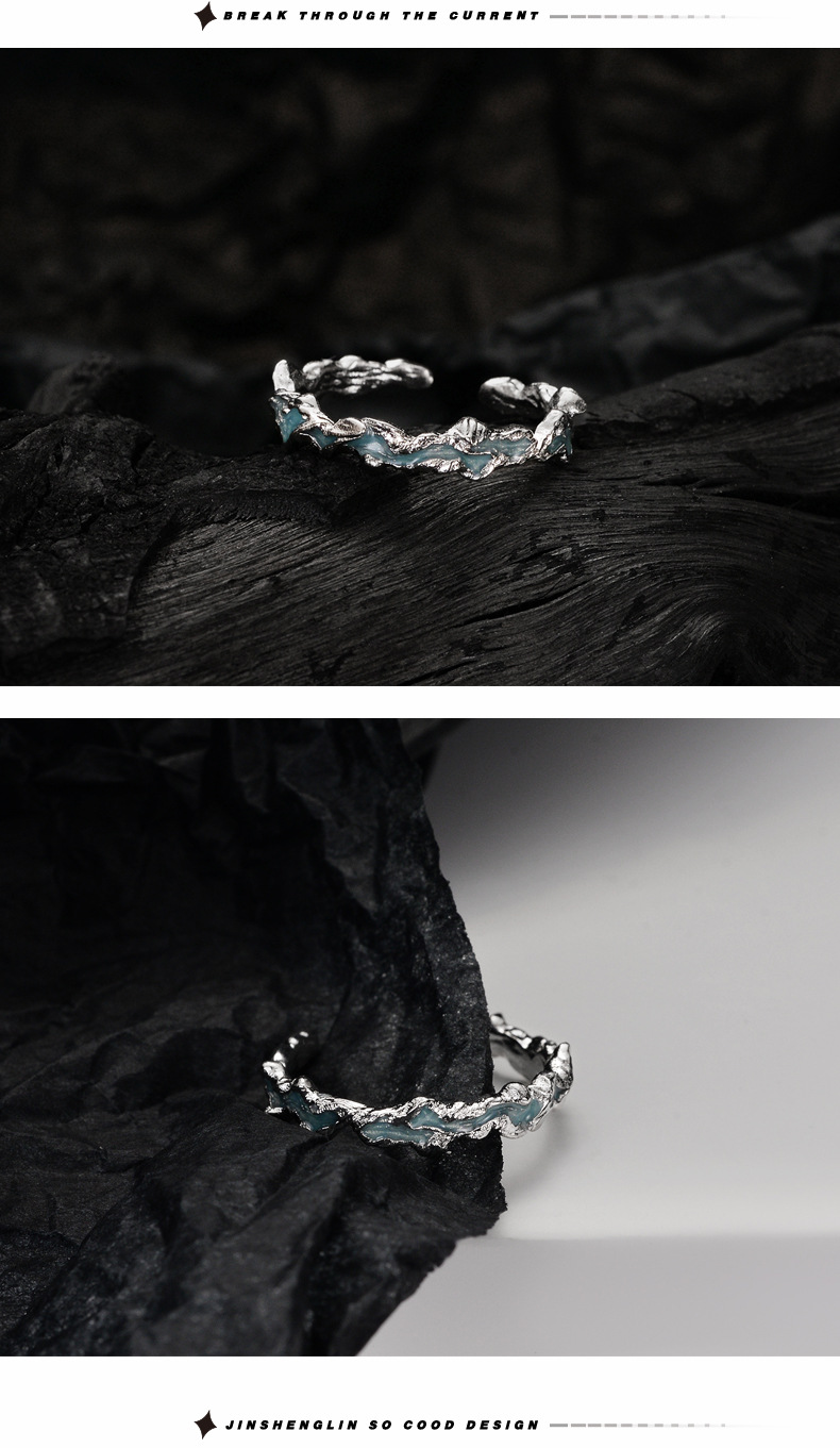 Fashion Irregular Silver Epoxy Open Ring 1 Piece