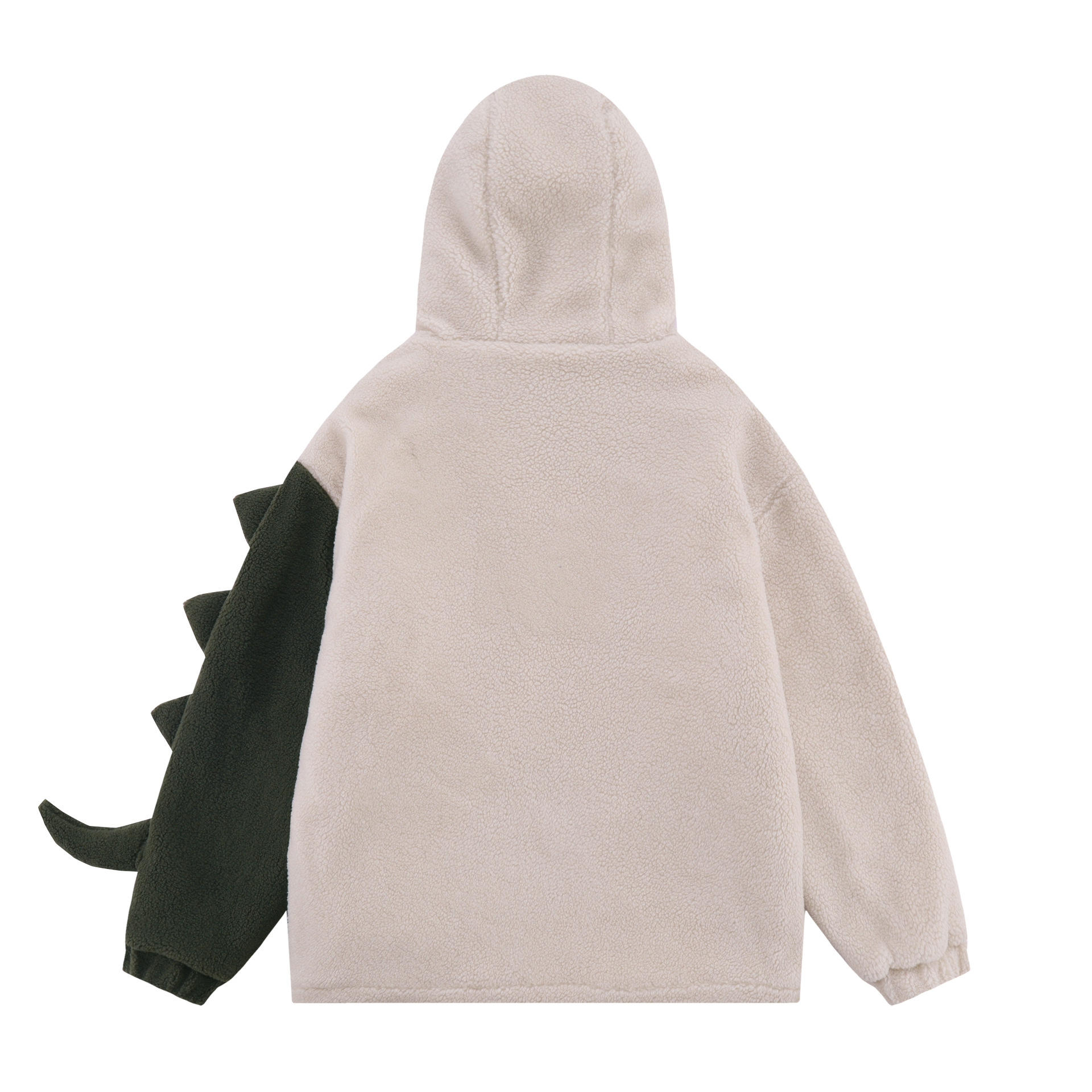 Herrenbekleidung trendiger Retro-Dinosaurier-Lammwolle-Patchwork-Kapuzenmantel aus Baumwolle für Männer und Frauen, lockere, lässige, vielseitige Jacke für den Winter_voghion.com