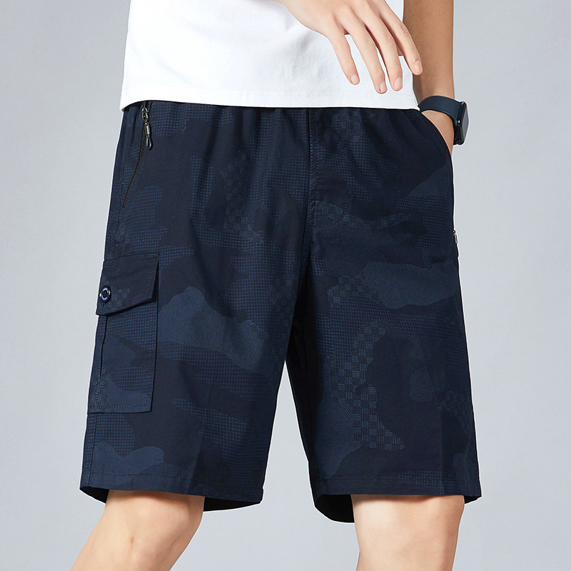 Cropped Pants Men's Summer Thin Loose Pure Cotton Camouflage Shorts Casual Fishing Outer Wear Middle-aged and Elderly Dad Pants