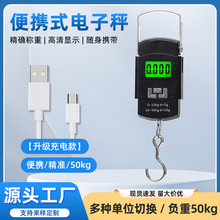 手提秤50KG高精度充电手提电子秤电商快递小型称重吊钩便携秤跨境