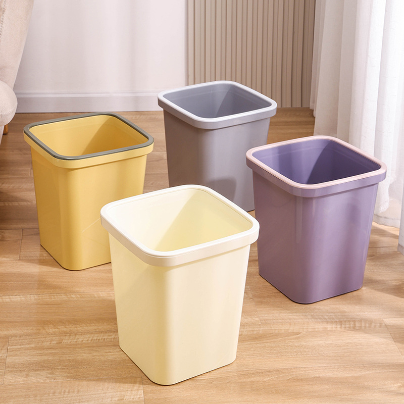 Square Trash Can Household Extra Large Trash Can with Pressure Ring Bathroom Living Room Bathroom Kitchen Special Large Paper Basket