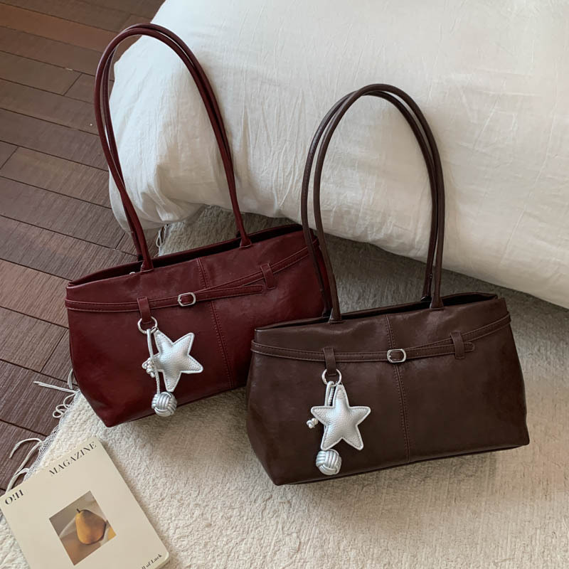 Bolsos debajo de las axilas de piel de cera retrógrada para mujeres 2025 nueva moda versátil bolso de mano alta sensación de gran capacidad bolso de hombro