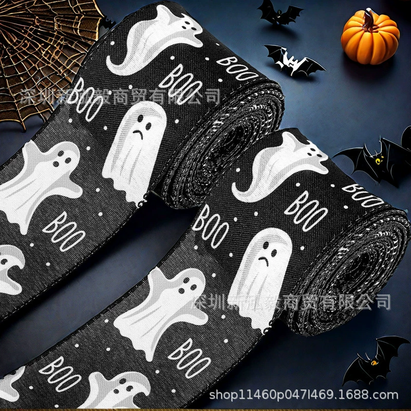 Хэллоуин лента Призрак Boo Черно-белый Хэллоуин лента гирлянда бант сделать DIY подарочную упаковку